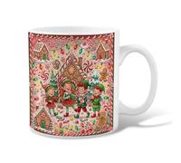 Fanciful Christmas Faerie Gingerbread House Elves Ceramic Coffee Mug 11oz | Gingerbread Houses, Coffee Cup, Peppermint Candies, Holiday String Lights, Joyful Characters, Fanciful Winter Scene