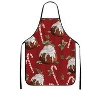 Fanciful Christmas Pudding Apron for Cooking, Festive Holiday Kitchen Apron for Adults, Ideal Winter Baking and Holiday Gatherings 1pcs
