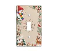 Fanciful Christmas Snow Man Holiday Quote Toggle Switch Plate | Fanciful Forest Animals, Winter Cabin Landscape, Vibrant Rainbow Scarf Accents, Festive Pine And Holly Botanical Elements