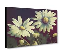 Fanciful Daisy Flowers Canvas Print | Gallery Wrapped 30mm Frame Wall Art | 30x20 inches | Ready to Hang | Contemporary Floral Picture | Living Room Bedroom Lounge Office