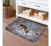 Fanciful Deer Quick Dry Bath Mat, Nature Inspired Absorbent Non Slip Shower Mat, Winter Flannel Washable Bath Rugs for Bathroom Toilet Restroom Decorative 16x24 Inch