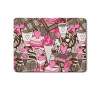 Fanciful Dessert Drying Mats For Kitchen Counter, Playful Peach Sweet Treats Absorbent Rubber Mat, Fun PU Leather Drying Pad For Coffee Bar 18x24 Inch
