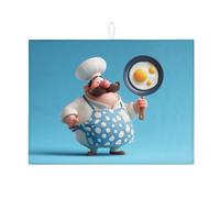 Fanciful Dish Drying Mats For Kitchen Counter, Polka Dot Blue Absorbent Dish Drainer Rack Mat, Fun Microfiber Drying Pad For Kitchen Counter Coffee Bar Protector 18x24 Inch