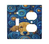 Fanciful Dog Light Switch Cover Plates/Outlet Covers, Blue Swirling Patterns for Home Decor, Thermoplastic Wall Plates, Standard Size Toggle Duplex