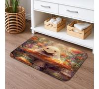 Fanciful Floral Quick Dry Bath Mat, Colorful Mushroom Garden Absorbent Non Slip Shower Mat, Cozy Flannel Washable Bath Rugs for Bathroom Toilet Restroom Decorative 16x24 Inch