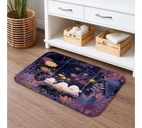 Fanciful Floral Quick Dry Bath Mat, Enchanted Violet Plants Absorbent Non Slip Shower Mat, Cozy Flannel Washable Bath Rugs for Bathroom Toilet Restroom Decorative 16x24 Inch