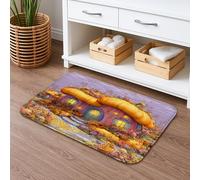 Fanciful Floral Quick Dry Bath Mat, Violet Cottage Absorbent Non Slip Shower Mat, Cozy Flannel Washable Bath Rugs for Bathroom Toilet Restroom Decorative 20x32 Inch