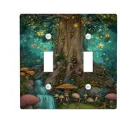 Fanciful Forest Light Switch Cover Plates/Outlet Covers, Enchanted Greenery for Nature Decor, Thermoplastic Wall Plates, Standard Size Double Toggle