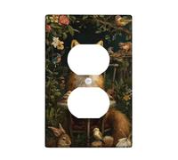 Fanciful Fox Light Switch Cover Plates/Outlet Covers, Warm Brown Woodland Animals for Home Decor, Thermoplastic Wall Plates, Standard Size Single Duplex Outlet