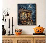 Fanciful Halloween Bakery Night Scene Canvas Kitchen Wall Art 16x20