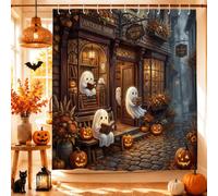 Fanciful Haunted Antique Shop Ghost Scene Shower Curtain 72x72 Inch