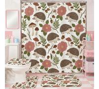 Fanciful Hedgehog and Wildflowers Woodland Theme Shower Curtain Sets