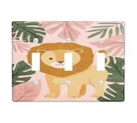 Fanciful Lion Light Switch Cover Plate/Outlet Covers, Soft Peach Jungle Decor for Kids' Rooms, Thermoplastic Wall Plates, Standard Size Triple Toggle