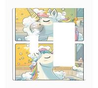 Fanciful Magical Horse Light Switch Cover Plate, Pastel Rainbow Unicorns for Child's Room Decor, Thermoplastic Wall Plate, Standard Size Toggle Rocker