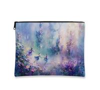 Fanciful Makeup Bag, Fairy Dance Violet Floral Cosmetic Travel Pouch for Women, Portable Small Canvas Zipper Organizer, Spring Festival Gift Toiletry Bag, Violet, 7x9 Inch