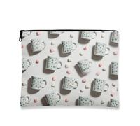 Fanciful Makeup Bag, Mint Mug Pattern Cosmetic Travel Pouch for Women, Portable Small Canvas Zipper Organizer, Everyday Skincare Toiletry Bag, Mint, 7x9 Inch, Mug