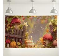 Fanciful Mushroom Garden Birthday Backdrop, Cute Fairytale Outdoor Decorations, Festival Party Photo Background for Kids Events 71x43 Inch