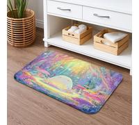 Fanciful Mushroom Quick Dry Bath Mat, Fantasy Colorful Absorbent Non Slip Shower Mat, Soft Flannel Washable Bath Rugs for Bathroom Toilet Restroom Decorative 16x24 Inch