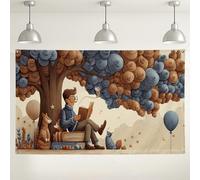 Fanciful Nature Wall Backdrop, Cozy Forest Reading Scene Decorations, Cute Animal Picture Background for Kids Photography Party Supplies 71x43 Inch