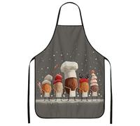 Fanciful Nut Characters Apron for Cooking, Gray Fun Kitchen Apron for Holiday Baking, Winter Festive Chef Work Adults, Gray, 24x31 Inch