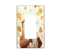 Fanciful Otter Light Switch Cover Plates/Outlet Covers, Fall Leaves Design, Cute Animal Wall Accents, Thermoplastic, Ideal for Home Decor Single Rocker