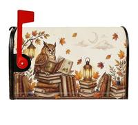 Fanciful Owl Reading Autumn Book Cover Magnetic Mailbox Covers 21x25 Inch