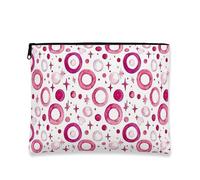 Fanciful Peach Circles Cosmetic Bag, Artistic Travel Pouch for Women, Portable Canvas Zipper Organizer, Everyday Skincare Toiletry Bag, Peach, 7x9 Inch, Cosmetic