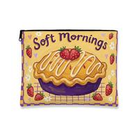 Fanciful Pie Makeup Bag, Soft Mornings Vintage Cosmetic Travel Pouch for Women, Portable Small Canvas Zipper Organizer, Spring Skincare Toiletry Bag, Yellow, 7x9 Inch, Pie