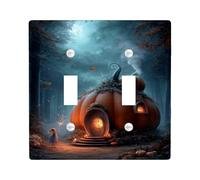 Fanciful Pumpkin Light Switch Cover Plates/Outlet Covers, Autumn Cozy Cottage Design for Fall Home Decor, Thermoplastic Wall Plates, Standard Size Double Toggle