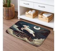 Fanciful Rabbit Quick Dry Bath Mat, Vintage Night Sky Absorbent Non Slip Shower Mat, Memory Foam Washable Bath Rugs for Bathroom Toilet Restroom Decorative 20x32 Inch
