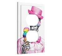 Fanciful Skeleton Ice Cream Light Switch Cover Plates, Vibrant Peach and Rainbow Scoops for Fun Wall Decor, Thermoplastic Wall Plates, Standard Size Single Duplex Outlet