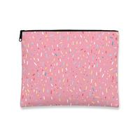 Fanciful Sprinkle Makeup Bag, Peach Colorful Confetti Cosmetic Pouch for Women, Portable Small Canvas Zipper Organizer, Birthday Gift Skincare Toiletry Bag, Fun Party Essentials, Peach, 7x9 Inch