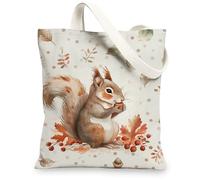 Fanciful Squirrel Canvas Tote Bag, Nature-inspired Lightweight Reusable Shopping Bag, Eco-friendly Canvas Bag for Travel Beach Picnic 13x15 Inch