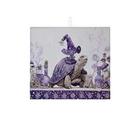 Fanciful Turtle Dish Drying Mats For Kitchen Counter, Violet Magical Wizard Absorbent Dish Drainer Rack Mat, Autumn Microfiber Drying Pad For Kitchen Counter Decor 16x18 Inch