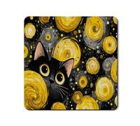 Fanciful Washer Dryer Top Protector Mat, Cat and Swirls Design, Cozy Rubber Anti-slip Waterproof Washer And Dryer Mats for Laundry Room 24x24 Inch