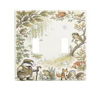 Fanciful Woodland Animal Animals Double Light Switch Cover Plate | Watercolor Forest Scene, Anthropomorphic Wildlife, Storybook Illustration, Rustic Home Accents, Nature Enthusiast Gift