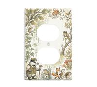 Fanciful Woodland Animal Illustration Animals Duplex Outlet Covers Plate | Watercolor Forest Scene, Anthropomorphic Wildlife, Storybook Illustration, Rustic Home Accents, Nature Enthusiast Gift