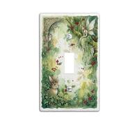 Fanciful Woodland Fairy Art Winter Toggle Switch Plate | Forest Fairy Illustration, Woodland Rabbit, Holly Berries, Botanical Ivy Vines, Watercolor Art Style, Rustic Aesthetic