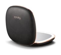 Fancii Mila 2 Compact Magnifying Makeup Mirror with LED Light, Rechargeable, 10x /1x Magnification, Tru-Glow Lighting System, Vegan Leather, Small Travel Mirror for Purses (Midnight Majesty)