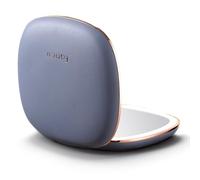 Fancii Mila 2 LED Lighted Compact Makeup Mirror, Rechargeable, 10x /1x Magnifying, Tru-Glow Light System, Vegan Leather, Small Travel Mirror for Purses (Harbor Blue)