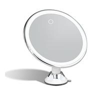 Fancii Rechargeable 10X Magnifying Makeup Mirror with 3 Light Settings - Large 8 inch Lighted Travel Vanity Mirror, Locking Suction Cup, 40pcs Dimmable LEDs, 12 Hours Battery (Luna 2)