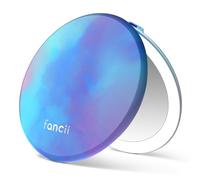 Fancii Taylor Travel Makeup Mirror with LED Light, Rechargeable, 10x /1x Magnifying & 3 Light Settings - Compact, Large 5” Wide Mirror for Handbag and Purses (Lavender Lagoon)