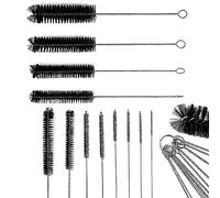fancility Cleaning Brush Set of 4 (includes Small & Slim Milk Tube Brush, Straw Brush, Fridge Cleaner, Bottle Brush) for DeLonghi, Silver/Black