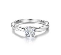 FANCIME 1 Carat Lab Grown Diamond 4 Prong Solitaire Petite Twisted Vine Ring in Sterling Silver Engagement Anniversary Wedding Ring for Women (D-E Color, VS Clarity), Ring Size: J 1/2