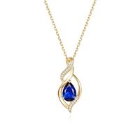 FANCIME 14K Gold Plated September Birthstone Necklace for Women, Sterling Silver Infinity Sapphire Pendant Necklace, Birthday Anniversary Valentine's Day Fine Jewellery Gift for Her Wife