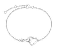 FANCIME 14K Real Solid White Gold Bracelet, Infinity Love Heart Moissanite Bracelet Promiss Anniversary Birthday Christmas Fine Jewellery Gifts for Women Mom Her