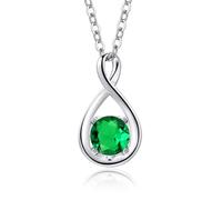 FANCIME 14K Solid White Gold Emerald Necklace May Birthstone Necklace, Gemstone Infinity Pendant with 925 Sterling Silver Chain, Christmas Anniversary Birthday Fine Jewellery Gift for Women Her Mom