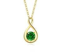 FANCIME 14K Solid Yellow Gold Emerald Necklace May Birthstone Necklace, Gemstone Infinity Pendant with 925 Sterling Silver Chain, Christmas Anniversary Birthday Fine Jewellery Gift for Women Her Mom