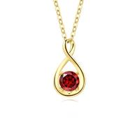 FANCIME 14K Solid Yellow Gold Genuine Garnet Necklace January Birthstone, Gemstone Infinity Pendant with 925 Sterling Silver Chain Christmas Anniversary Birthday Fine Jewellery Gift for Women Her Mom