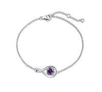 FANCIME 925 Sterling Silver February Birthstone Bracelet Infinity Purple Amethyst Bracelet with Fine Jewellery Box Christmas Birthday Valentine's Day Mother's Day Present for Women Mother